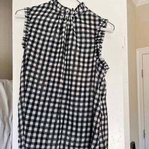 Gingham Sleeveless Blouse Who What Wear Sz XS NWOT